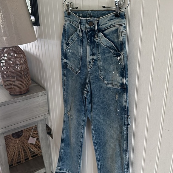 a.n.a Carpenter Cargo Slightly Distressed Blue Jeans sz 6 - Picture 7 of 15